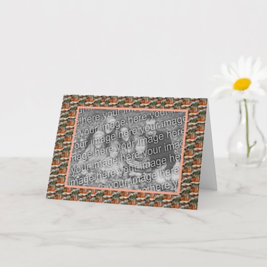 ピーチ ローズバッド フラワーパターン オーダーメイド フォト カード (小さな植物)