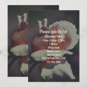 ピーチ ローズバッド フラワーリング 招待状 (正面/裏面)