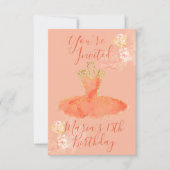 ピーチ ローズ ゴールド バレリーナドレス フローラル 香水 招待状 (正面)