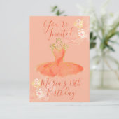 ピーチ ローズ ゴールド バレリーナドレス フローラル 香水 招待状 (スタンド正面)