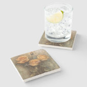 ピーチ ローズ フラワーブライダルシャワー ウェディング ストーンコースター (横)