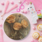 ピーチ ローズ フラワーブライダルシャワー ペーパープレート (パーティー)