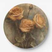 ピーチ ローズ フラワーブライダルシャワー ペーパープレート (正面)