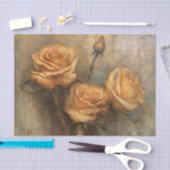 ピーチ ローズ ロマンティック フラワーズ 薄葉紙 (クラフト)