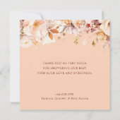 ピーチ ヴィンテージ フローラル オータム ベイビー シャワー サンキューカード (裏面)