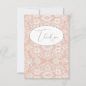 ピーチ ヴィンテージ レース フラット サンクス カード (正面)