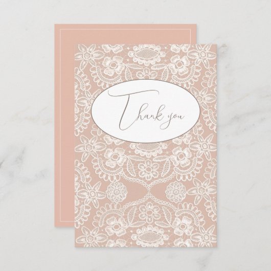 ピーチ ヴィンテージ レース フラット サンクス カード (正面/裏面)