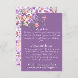 ピーチ、薄紫、クレイローズブーケ結婚の詳細 エンクロージャーカード