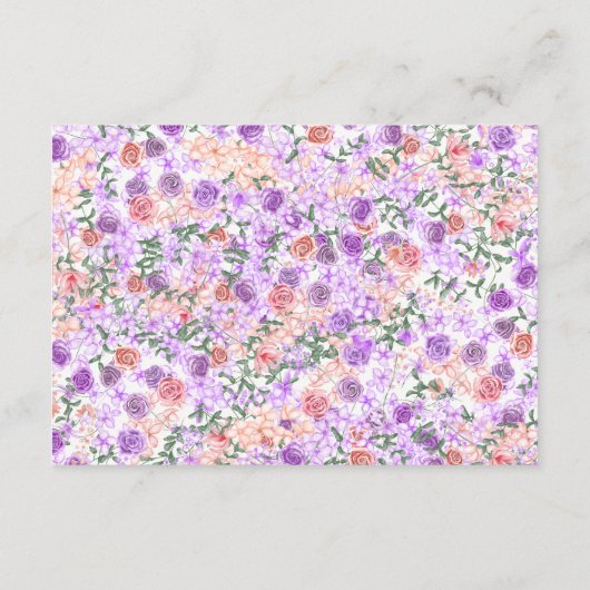 ピーチ、薄紫、クレイローズブーケ結婚の詳細 エンクロージャーカード (裏面)