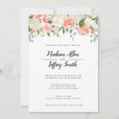 ピーチ&赤面フラワーズ結婚式招待状 案内状 (正面)