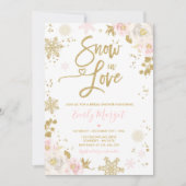 ピーチ&金ゴールドウィンターブライダルシャワースノーインラブ 招待状 (正面)