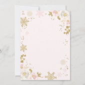 ピーチ&金ゴールドウィンターブライダルシャワースノーインラブ 招待状 (裏面)