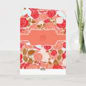 ピーチ&金ゴールドウォーターカラーフローラガールハッピーバースデー カード (裏面)