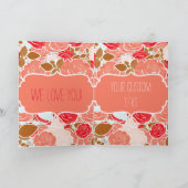 ピーチ&金ゴールドウォーターカラーフローラガールハッピーバースデー カード (内部)