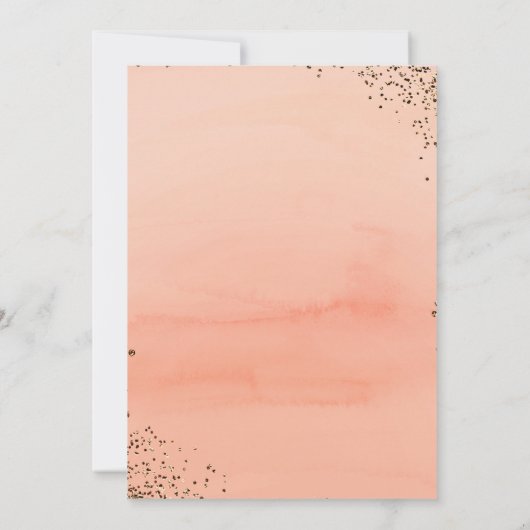 ピーチ&金ゴールドグリッターフローラモダンバースデーパーティー 招待状 (裏面)