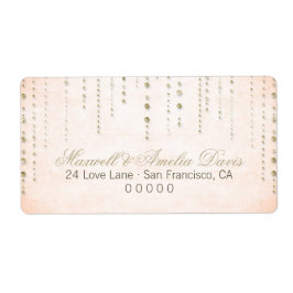 ピーチ&金ゴールドグリッタールック結婚ズ住所 シール