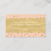 ピーチ&金ゴールドシャイニー紙吹雪ドットおむつラッフル エンクロージャーカード (裏面)