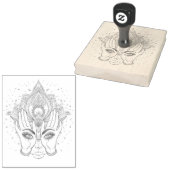 ピーチ&金ゴールドボホロータスフラワー美しいゴムスタンプ ラバースタンプ (押印)