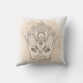 ピーチ&金ゴールドボホロータスフラワー美しい クッション (裏面)