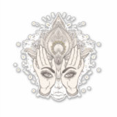 ピーチ&金ゴールドボホロータスフラワー美しい シール (正面)