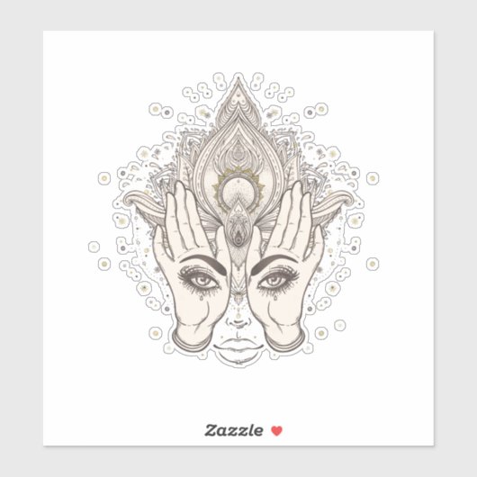 ピーチ&金ゴールドボホロータスフラワー美しい シール (シート)