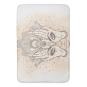 ピーチ&金ゴールドボホロータスフラワー美しい バスマット (正面縦)