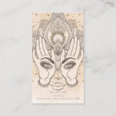 ピーチ&金ゴールドボホロータスフラワー美しい 名刺 (裏面)