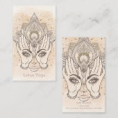 ピーチ&金ゴールドボホロータスフラワー美しい 名刺 (正面/裏面)