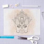 ピーチ&金ゴールドボホロータスフラワー美しい 薄葉紙 (クラフト)