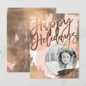 ピーチ&銅ブロンズシックモダンホリデーフォト シーズンポストカード (正面/裏面)