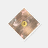 ピーチ&銅ブロンズシックモノグラムモダン金ゴールド スタンダードカクテルナプキン (角)