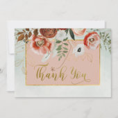ピーチ&錆び花onグリーン結婚ズ サンキューカード (正面)