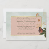 ピーチ&錆び花onグリーン結婚ズ サンキューカード (裏面)
