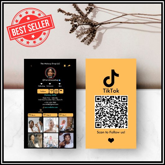 ピーチTikTokソーシャルメディアQRコード 名刺