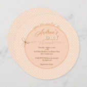ピーチY靴紐ベビーシャワー 招待状 (正面/裏面)