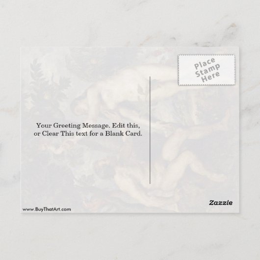 ピーテル・パウル・ルーベンスの『アダムとエヴァ』 ポストカード (裏面)