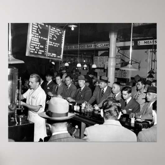 ピートのランチカウンター、1950年。ヴィンテージ写真 ポスター (正面)