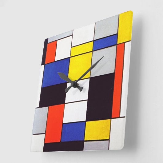 ピートモダンモンドリアンの構図を使用した壁時計 スクエア壁時計 (傾斜)