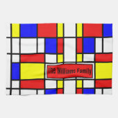 ピートモンドリアンアートスタイルブモダンライトカラフル キッチンタオル (横)