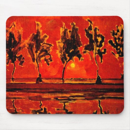 ピートモンドリアンアート、Trees by the Geine at Moonrise マウスパッド (正面)