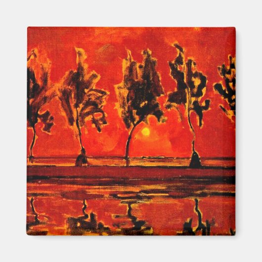 ピートモンドリアンアート、Trees by the Geine at Moonrise マグネット (正面)