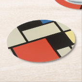 ピートモンドリアン組成絵画抽象芸術 ラウンドペーパーコースター (アングル)