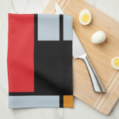 ピートモンドリアン – 大きな赤の飛行機を持つコンポジション キッチンタオル (四つ折り)