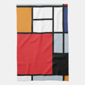 ピートモンドリアン – 大きな赤の飛行機を持つコンポジション キッチンタオル (縦)