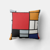 ピートモンドリアン – 大きな赤の飛行機を持つコンポジション クッション (裏面)