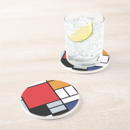 ピートモンドリアン – 大きな赤の飛行機を持つコンポジション コースター (側面)