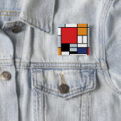 ピートモンドリアン – 大きな赤の飛行機を持つコンポジション 缶バッジ (インサイチュ)