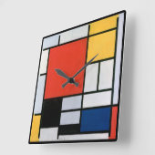 ピート・モンドリアンによるヴィンテージ抽象画 コンポジション スクエア壁時計 (傾斜)