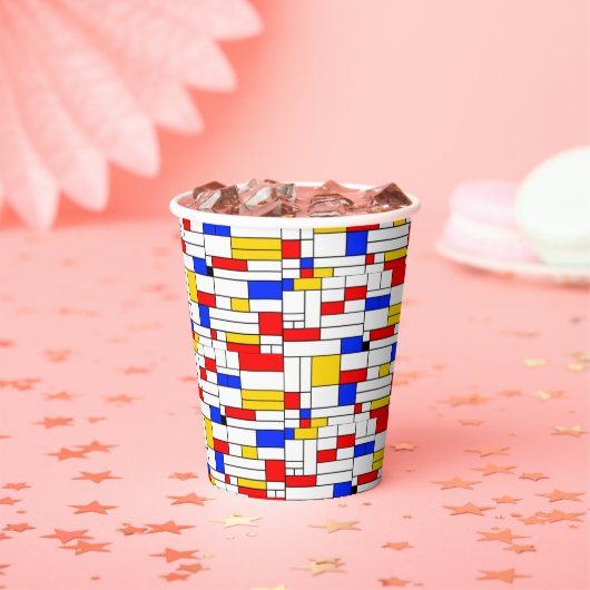 ピート・モンドリアン風抽象芸術コーヒーマグカップ用紙 紙コップ (インサイチュ)