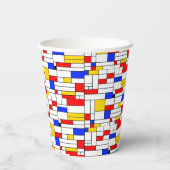 ピート・モンドリアン風抽象芸術コーヒーマグカップ用紙 紙コップ (裏面)